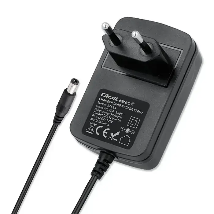 Qoltec Automatic charger for AGM GEL STD 12V battery | 1A | Rectifier with LED indicator Photo