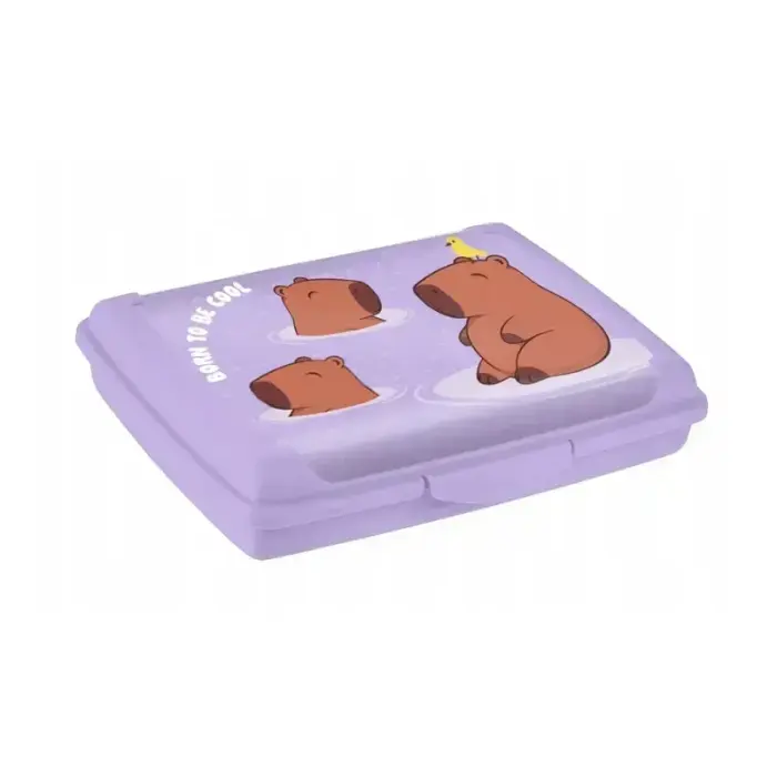 Food storage container deco-click-box mini 0.5L Carla “Capybara” 17x13x3.5cm soft purple