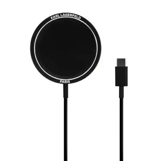 Karl Lagerfeld wireless induction charger (MagSafe compatible) 15W + USB Type C cable black (KF000566-0) Фото num