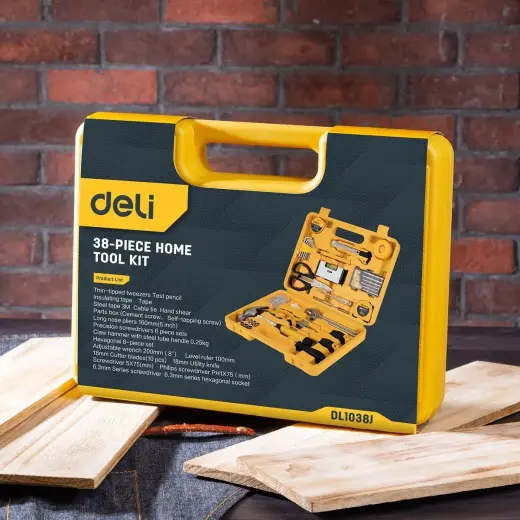DELI TOOLS sadzīves instrumentu komplekts 38gab|komplekts dzeltens Foto 3