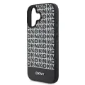 DKNY PU Leather Repeat Pattern Bottom Stripe MagSafe Case for iPhone 16 Plus Black — Фото 3