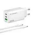 Wozinsky GaN 65W Charger with 2xUSB-C USB Ports with 65W CC Cable - White Foto 1