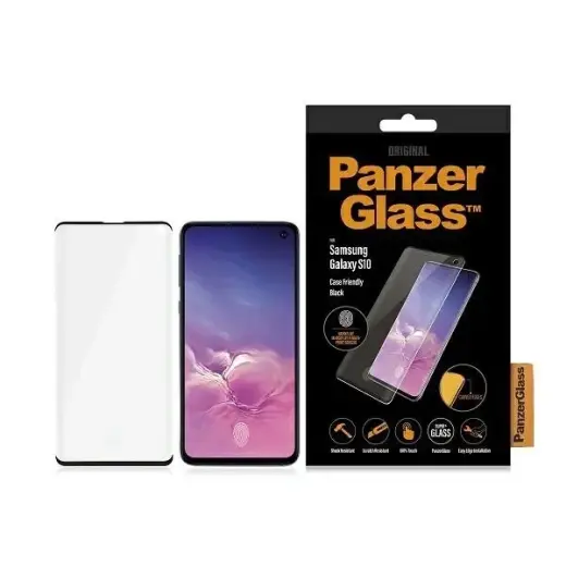PanzerGlass Super+ tempered glass for phone Samsung Galaxy S10 with black frame Photo