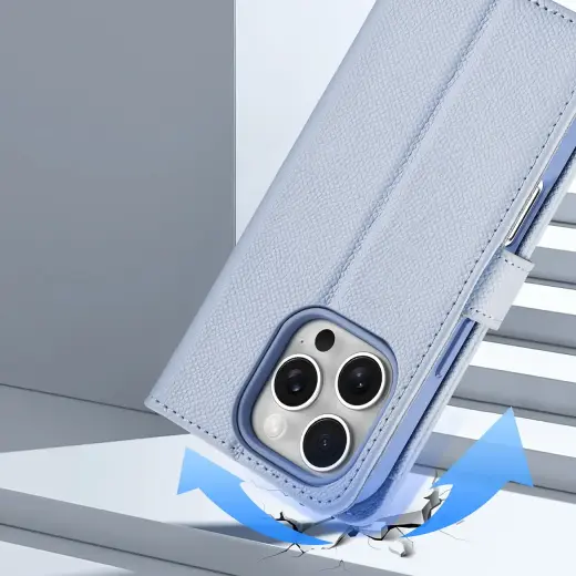 Dux Ducis Кожаный чехол для телефона iPhone 16 Pro Max Синий Фото num