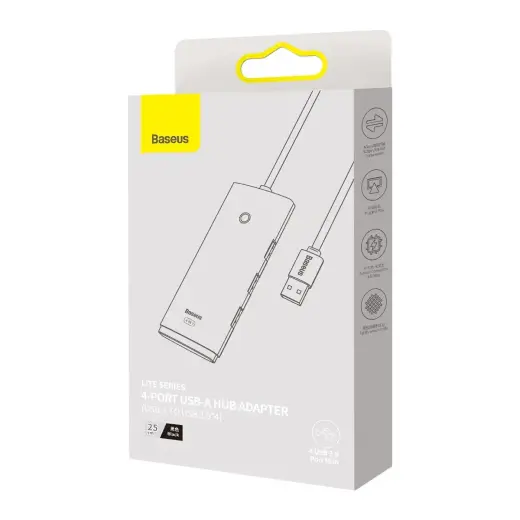 Baseus Lite Series Hub 4in1 USB to 4x USB 3.0, 25cm (Black) Фото num