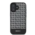DKNY PU Leather Repeat Pattern Bottom Stripe MagSafe Case for iPhone 16 Plus Black — Фото 1