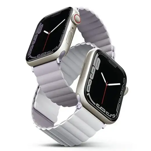 UNIQ pasek Revix Apple Watch Series 4|5|6|7|8|SE|SE2|Ultra 42|44|45|49mm. Reversible Magnetic lilak-biały|lilac-white Foto 1