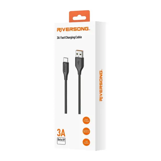 Riversong cable Beta 09 USB - microUSB 1,0m 3A black CM85 Photo