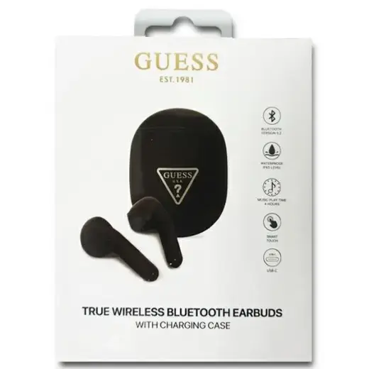 Guess GUTWST82TRK TWS Bluetooth headphones + docking station black|black Triangle Logo Foto 3