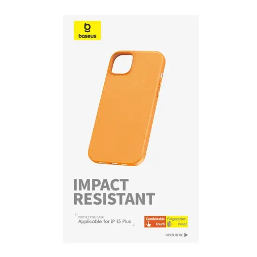 Phone Case for iPhone 15 Plus Baseus Fauxther Series (Orange) Foto 3