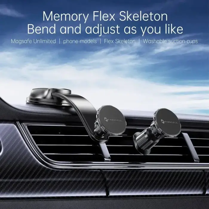 Magnetic car phone holder Forcell F-Grip MagFlex windshield / dashboard / air vent black Photo
