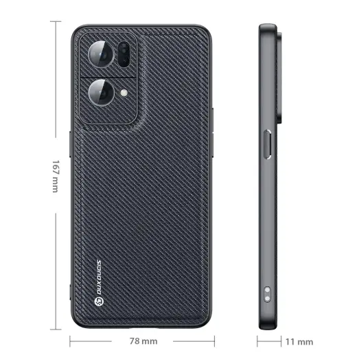 Dux Ducis Fino case cover covered with nylon material Oppo Reno7 Pro 5G black Фото num