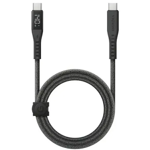 ENERGEA Flow datu pārraides un uzlādes vads | USB-C uz USB-C | 240W | ar LCD ekrānu | 1.5m | melns Foto 1