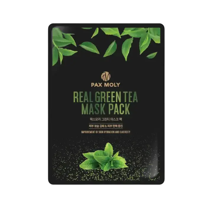 PaxMoly, Real Green Tea, Hydration & Elasticity, Sheet Mask, For Face, 25 ml