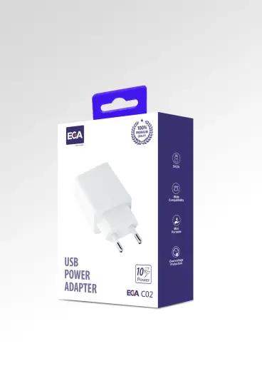 EGA C02 lādētājs USB 5V | 2A, balts (bojāts iepakojums) Foto 5