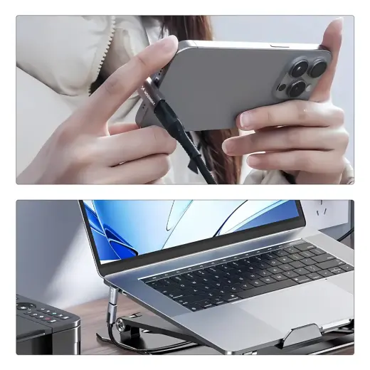 Wozinsky WPKF-01 USB-C - USB-C 40Gb|s 240W 8K OTG Angled Adapter - Gray Фото num