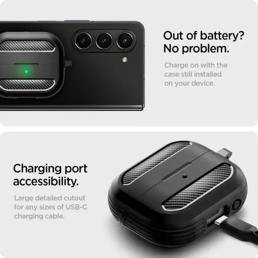 Spigen Rugged Armor Samsung Galaxy Buds 3 | 3 Pro Case - Black Photo