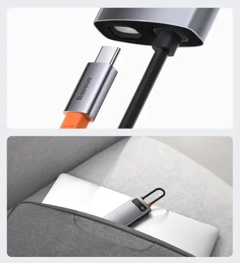 Baseus Metal Gleam 6in1 multifunctional HUB USB Type C - USB Type C Power Delivery 100 W | HDMI 4K 30 Hz | 3x USB 3.2 Gen 1 | RJ45 1 Gbps (CAHUB-CW0G) Foto 8