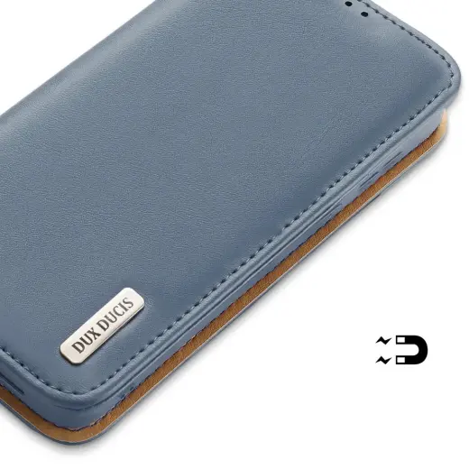 Dux Ducis Hivo Leather Flip Cover Genuine Leather Wallet For Cards And Documents Samsung Galaxy S22 + (S22 Plus) Blue Photo