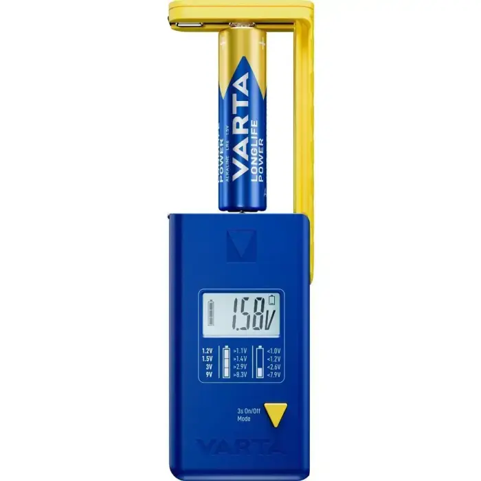 VARTA battery tester with digital display (AA, AAA, Type C, Type D, 9V, button) 893101111 blue Photo