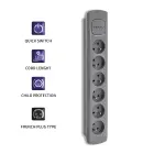 Qoltec Power strip | 6 sockets | 1.8m | Grey — Foto 4