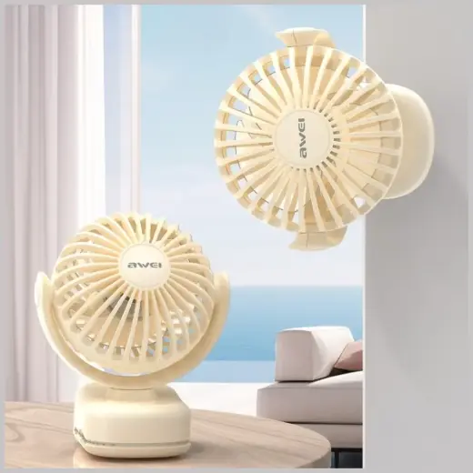 Mini desk fan AWEI F45 with clip 1200mAh white Photo