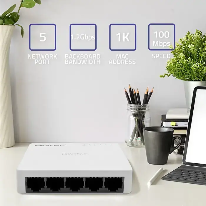 Qoltec Network SWITCH | 5 x RJ45 port | 100Mbps | Fast Ethernet | LAN Foto 2