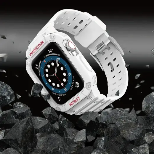 Protect Strap Band Band with Case for Apple Watch 7 | SE (41|40 | 38mm) Case Armored Watch Cover White Foto 6