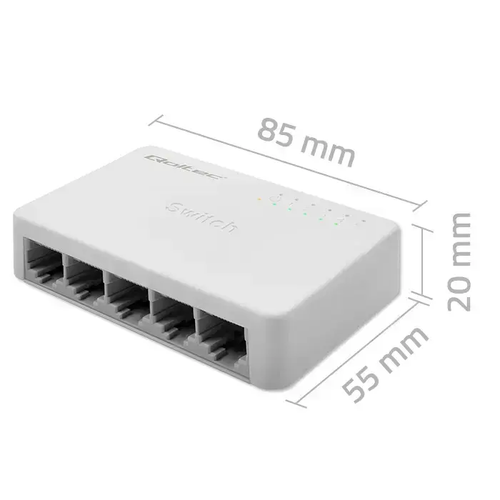 Qoltec Network SWITCH | 5 x RJ45 port | 1000Mbps | Fast Ethernet | LAN Foto 8