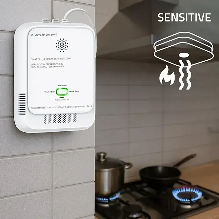 Qoltec Certified wireless Gas Leak (CH4) and Carbon monoxide (CO) detector | alarm 85dB | LED Foto 6