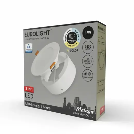 MALAGA LED panelė universali 18W 85lm/W CRI80+ CCT Eurolight Photo