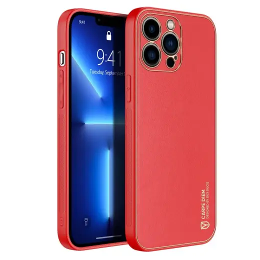 Dux Ducis Yolo elegant case made of soft TPU and PU leather for iPhone 13 Pro red Foto 13