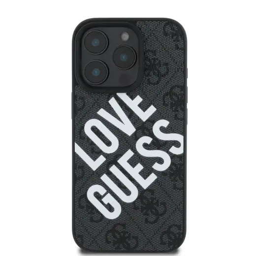 Guess PU Leather 4G Big Love Logo MagSafe Case for iPhone 16 Pro Black Фото num