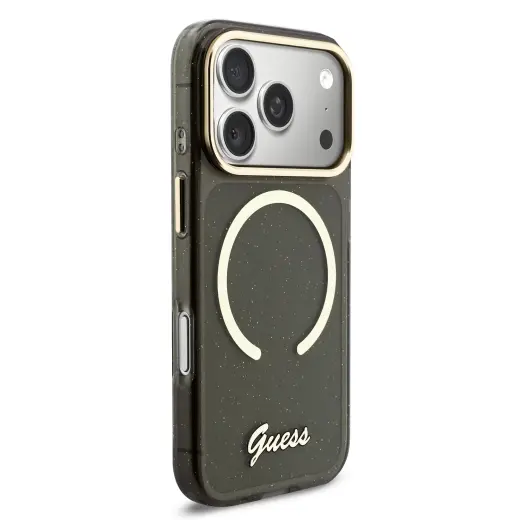 Guess IML Glitter Script Strap MagSafe Case for iPhone 17 Pro Black Foto 2