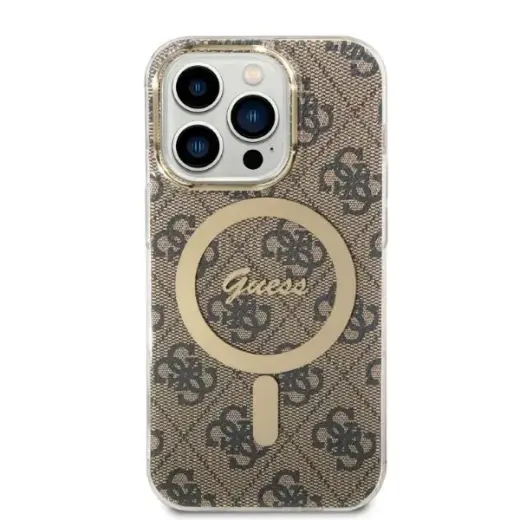 Guess 4G MagSafe Compatible Case + Wireless Charger for iPhone 14 Pro Max Brown Foto 3