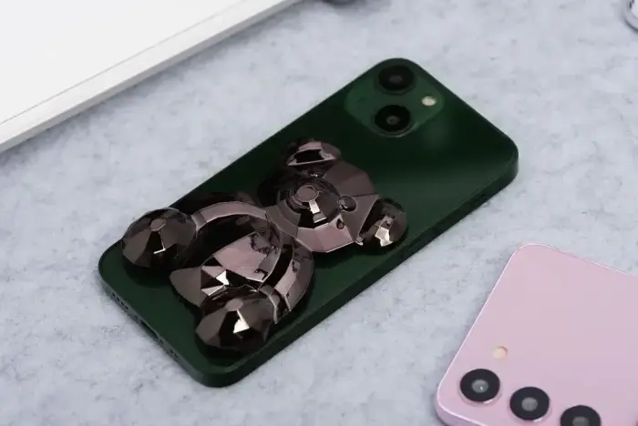 Phone stand BEAR - stick-on - black Foto 5