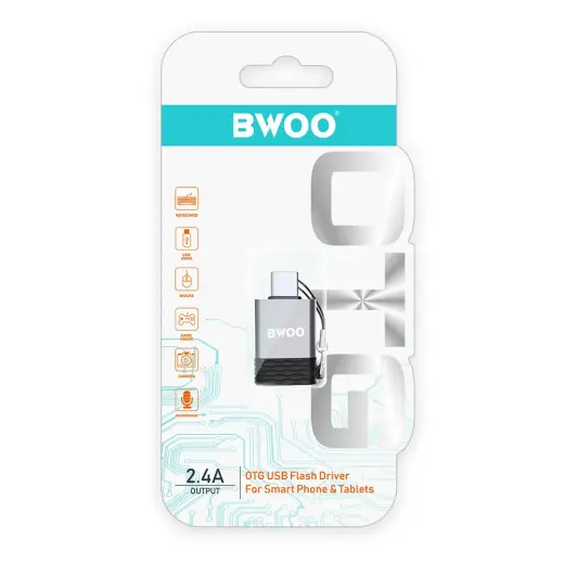 BWOO Adapter USB - USB-C Gray OTG BZ-35 Фото num