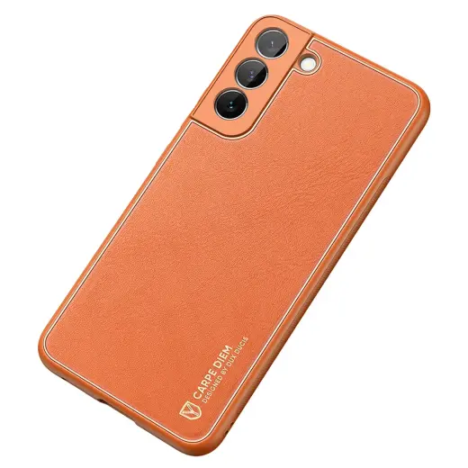 Dux Ducis Yolo elegant cover made of ecological leather for Samsung Galaxy S22 + (S22 Plus) orange Фото num