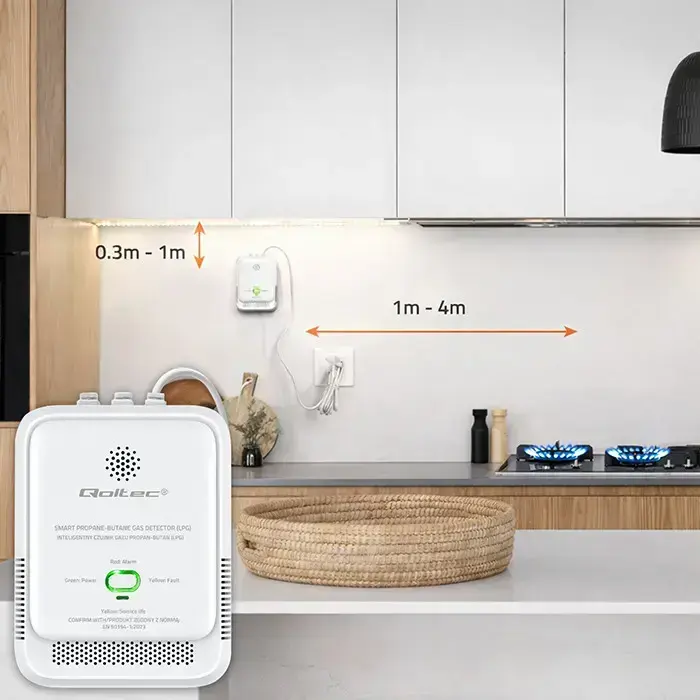 Qoltec Certified Propane-Butane Gas Leak Sensor | LPG detector | 85dB alarm | LED Foto 7