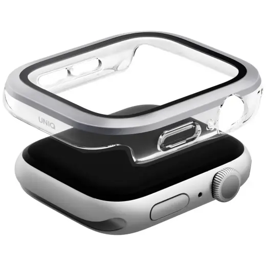 Uniq Voute Tempered Glass Case for Apple Watch 10 42 mm - Silver Фото num