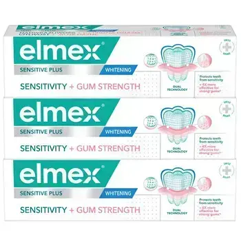 Elmex Sensitive Sensitivity + Gum Strenght Whitening Trio - Zubní pasta 75ml
