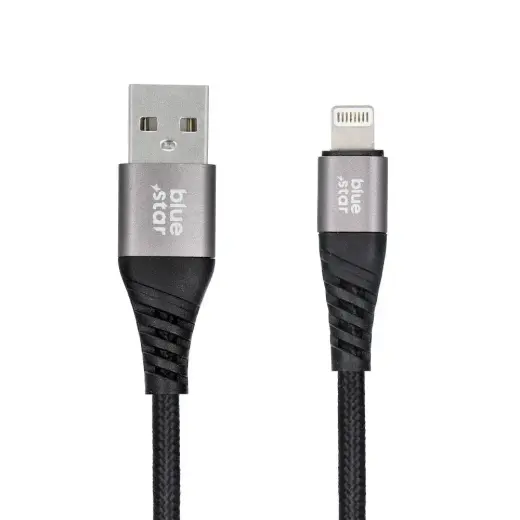 Cable USB A to Lightning Blue Star 2,4A with braid 1,2 m TFK-DC-003 black Photo