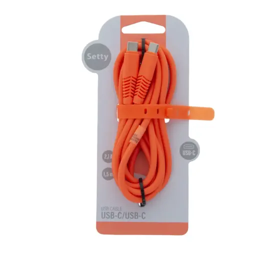 Setty KSC-C-1.52010 datu pārraides un uzlādes vads | USB-C uz USB-C | 20W | 1.5m | oranžs Foto 2