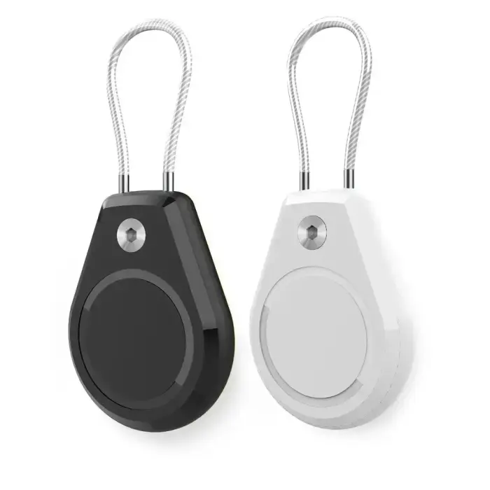 Apple AirTag Case Waterproof with Steel Cable - Black + White (2 pieces)