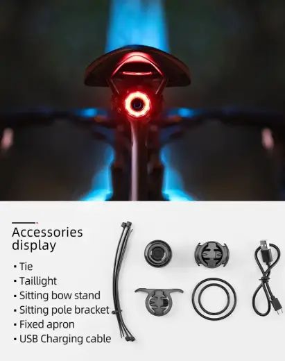 Rockbros Q3 rear bicycle lamp with intelligent stop system - black Photo