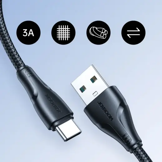 Joyroom Surpass Series A11 USB-A | USB-C 3A cable 0.25 m - black Foto 14