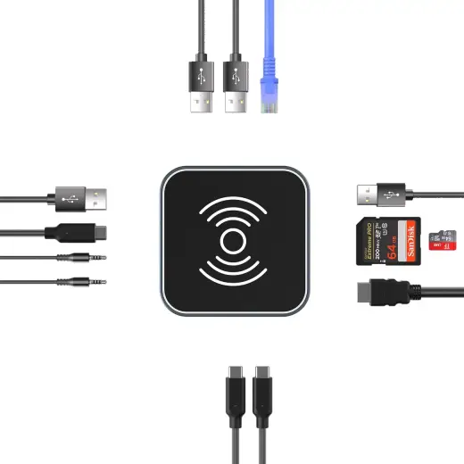 Hub USB-C 12 in 1 Wozinsky WHBC09Y8S multifunctional, with wireless charging function, aluminum, with 15 cm cable - gray Photo