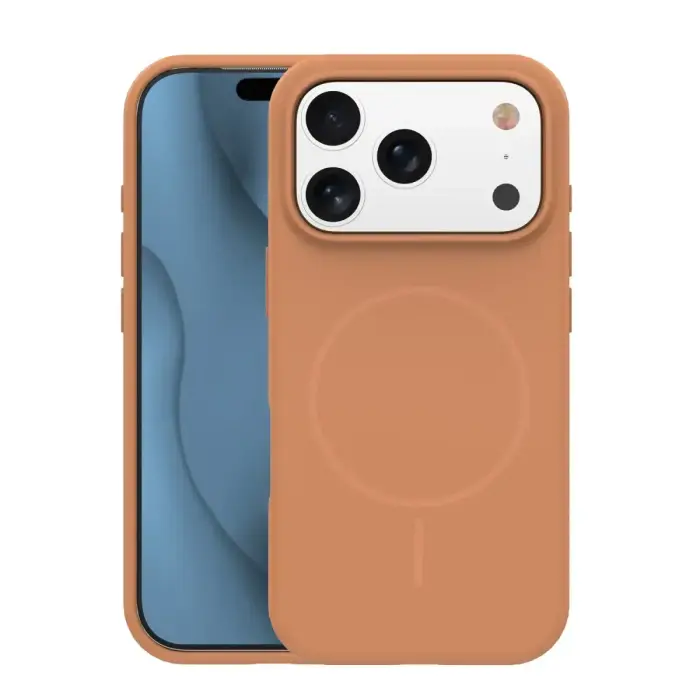 Silicone Thin phone case with MagSafe support for iPhone 13 brown