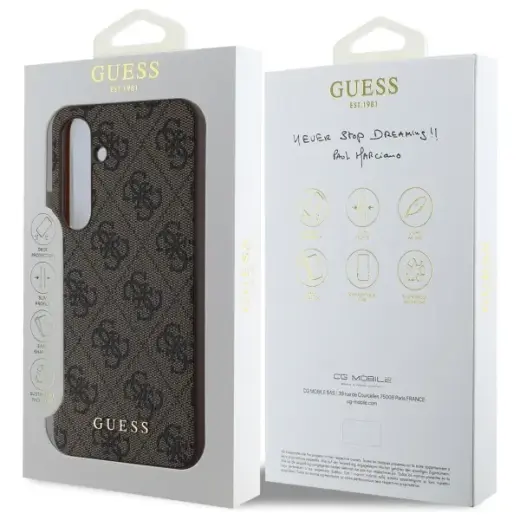 Guess GUHCS24FEG4GFBR S24 FE S721         brązowy|brown hardcase 4G Metal Gold Logo Фото num