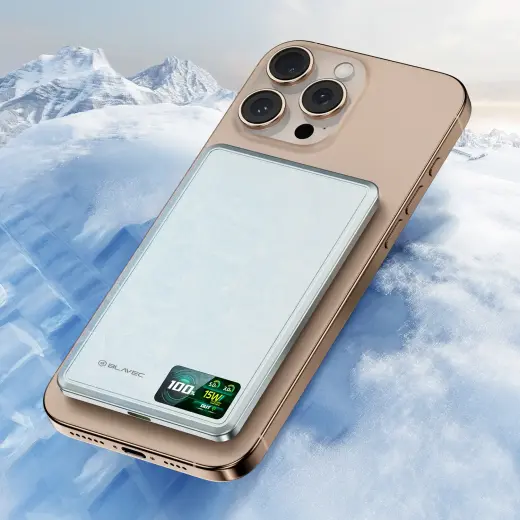 Blavec BJ-03 Slim ārējais akumulators (powerbank) | 10000 mAh | 22.5W | USB-C, MagSafe | LED ekrāns | pelēks Foto 12